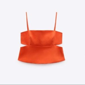 ZARA orange cutout top nwt